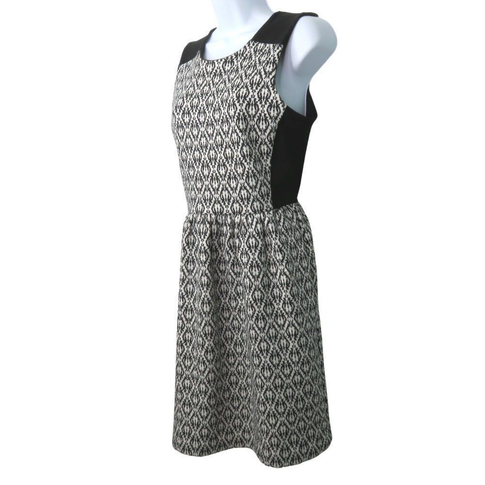 Madewell by J Crew Jacquard Dress Size S Knit Black White Diamond Fit Flare